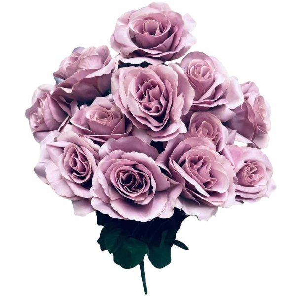 17 inch SATIN OPEN ROSE BUSH - DUSTY LAVENDER Online now