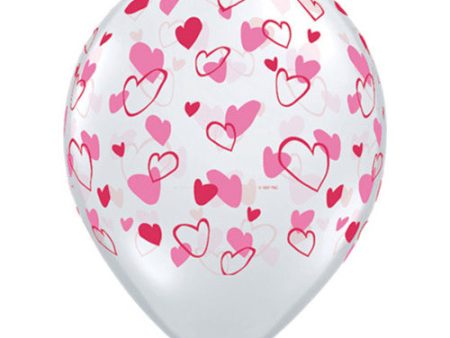 11 inch RED & PINK HEARTS - DIAMOND CLEAR For Cheap