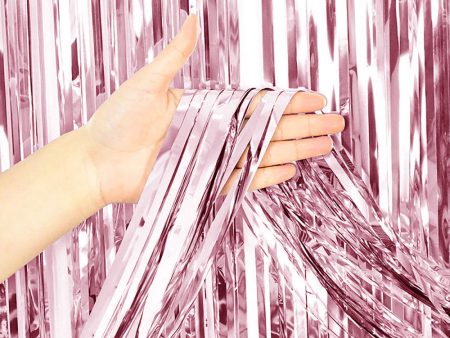 3ft X 6.5ft FOIL FRINGE CURTAIN - METALLIC PINK For Discount