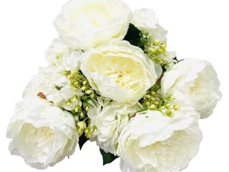 23 inch DELUXE PEONY HYDRANGEA BUSH - CREAM Cheap