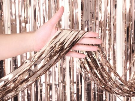 3ft X 6.5ft FOIL FRINGE CURTAIN - METALLIC WHITE GOLD Hot on Sale