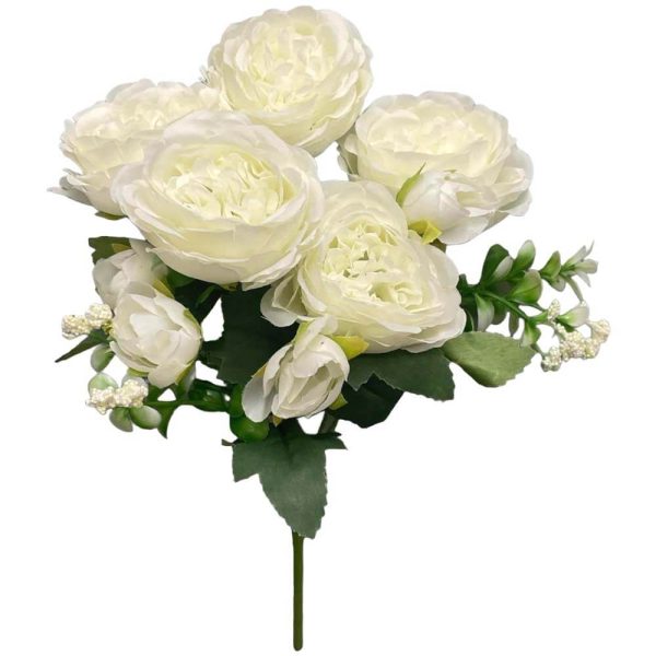 12 inch DELUXE PEONY BUSH - CREAM Hot on Sale