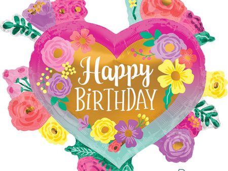 27 inch HAPPY BIRTHDAY PAINTED FLOWERS Discount