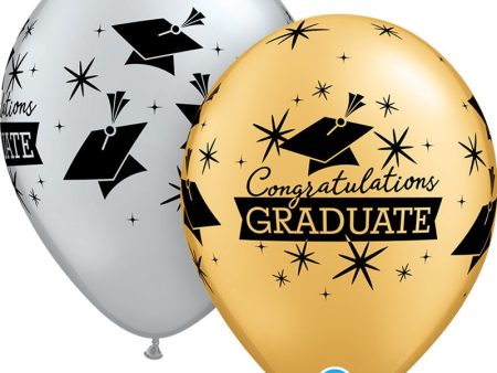 11 inch CONGRATULATIONS GRADUATE CAPS - SILVER & GOLD Online