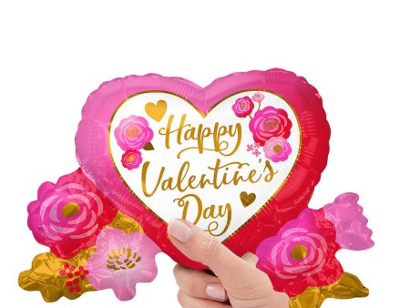 HAPPY VALENTINE S DAY HEART & ROSES MINI SHAPE (AIR-FILL ONLY) Discount