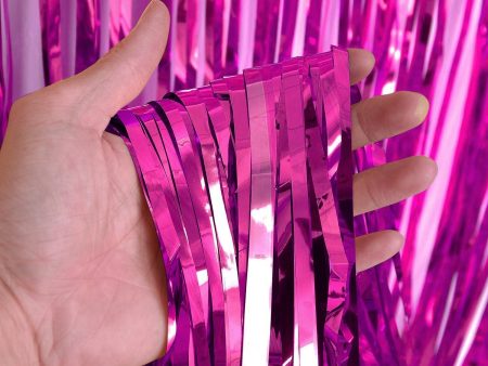 3ft X 6.5ft FOIL FRINGE CURTAIN - METALLIC MAGENTA Cheap