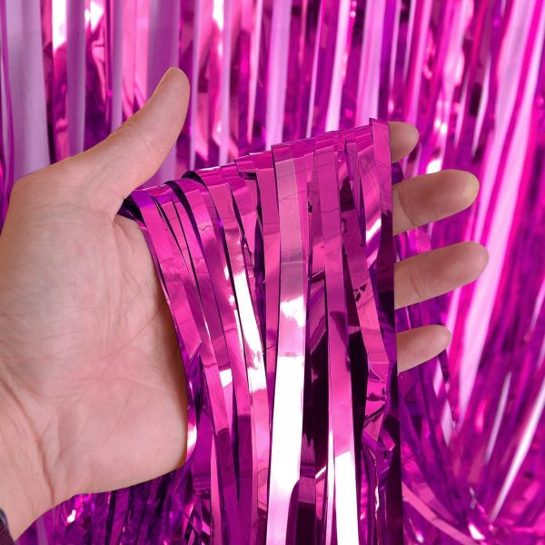 3ft X 6.5ft FOIL FRINGE CURTAIN - METALLIC MAGENTA Cheap