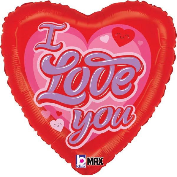 18 inch I LOVE YOU RETRO HEART on Sale