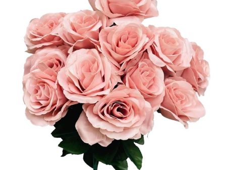 17 inch SATIN OPEN ROSE BUSH - DUSTY PINK For Sale