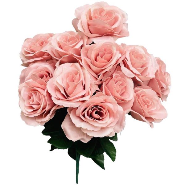 17 inch SATIN OPEN ROSE BUSH - DUSTY PINK For Sale