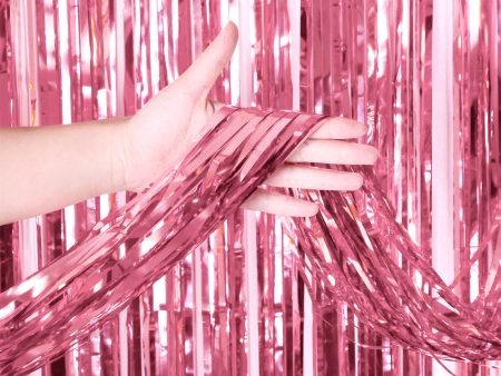 3ft X 6.5ft FOIL FRINGE CURTAIN - METALLIC BABY PINK Online