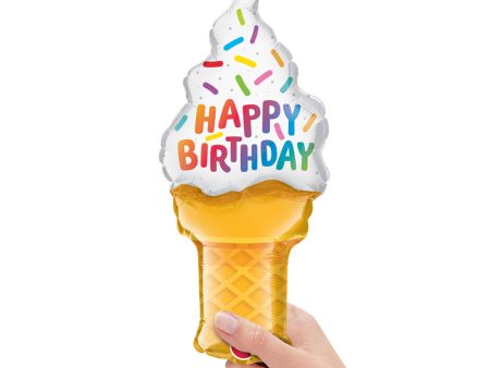 14 inch BIRTHDAY ICE CREAM CONE MINI SHAPE (AIR-FILL ONLY) on Sale