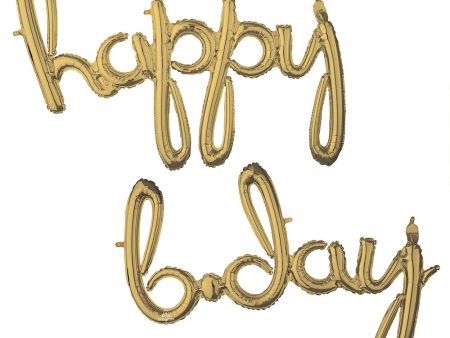 SCRIPT PHRASE ″HAPPY BDAY  WHITE GOLD (AIR-FILL ONLY) Cheap