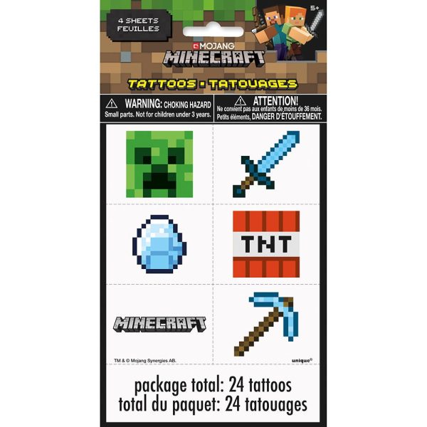 MINECRAFT TATTOOS (24 PK) Supply