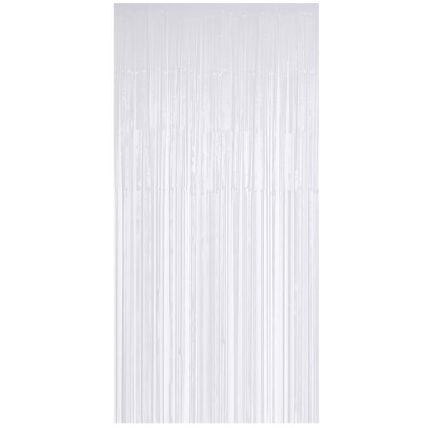 3ft X 6.5ft FOIL FRINGE CURTAIN - WHITE Online now