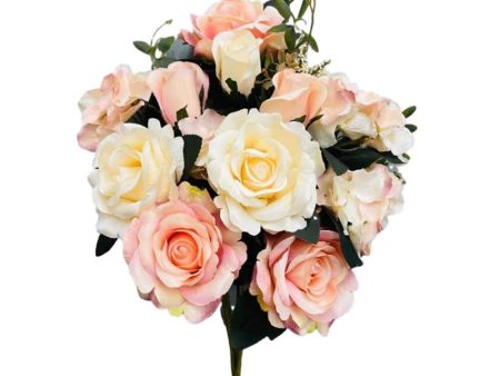 24 inch HYDRANGEA ROSE BUSH - BEIGE & LIGHT PINK Online now