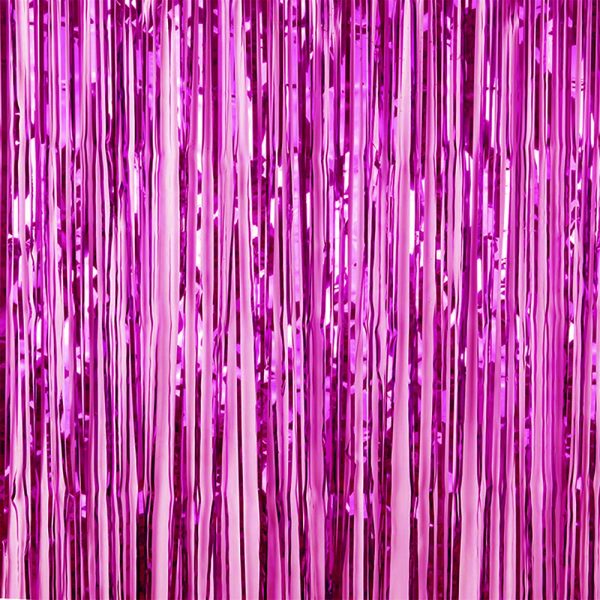 3ft X 6.5ft FOIL FRINGE CURTAIN - METALLIC MAGENTA Cheap