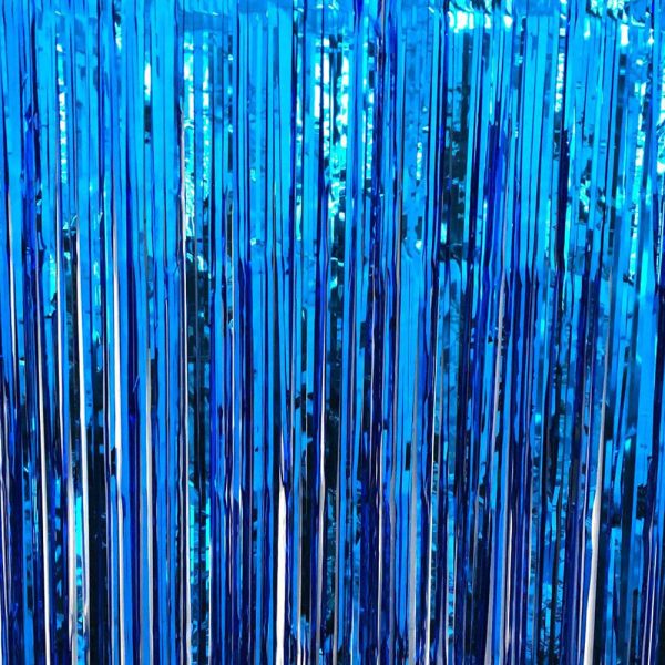 3ft X 6.5ft FOIL FRINGE CURTAIN - METALLIC BLUE Supply